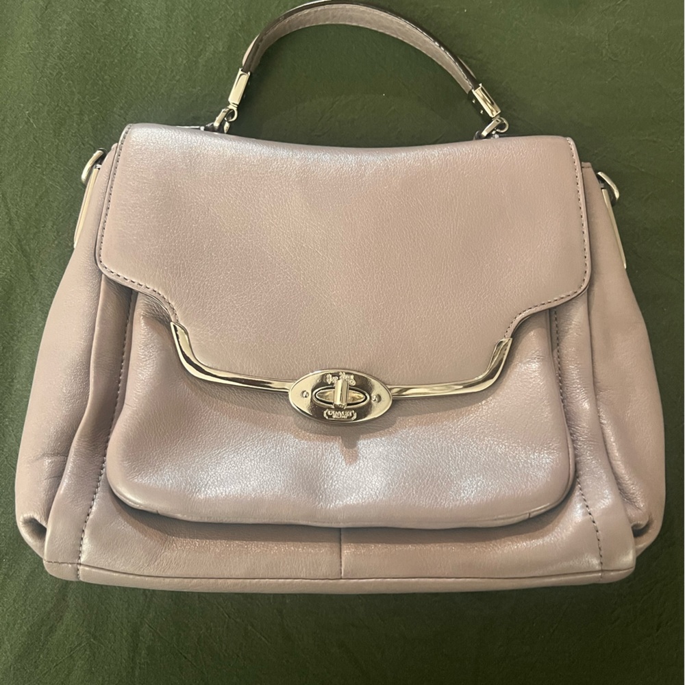 COACH Madison Sadie Gray/Silver Leather Purse